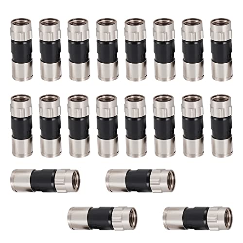 RELIAGINT 20 Pack Coaxial Cable Connector, 75 Ohm F-Type Waterproof Brass Compression Connectors for RG6 Dual/Tri/Quad Shield Cables, for HD TV, Satellite & Antennas - Image 1