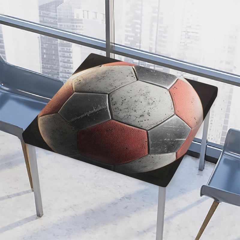 Red Soccer Sports Square Fitted Tablecloth Waterproof Elastic Card Table Cover Stretch Wipeable Polyester Square Table Protector for Dining Kitchen Home Outdoor Picnic Decor,34x34inch - Image 1