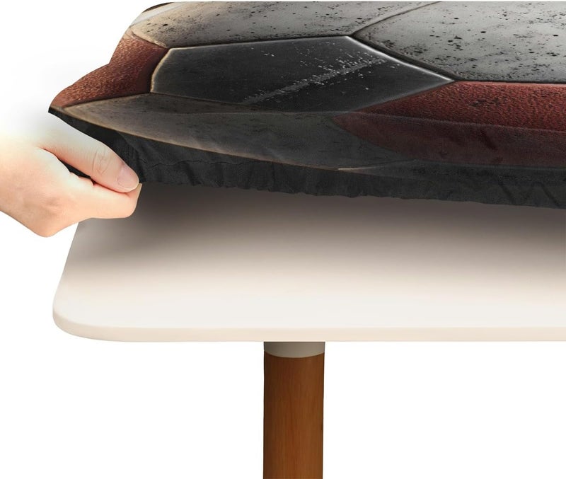 Red Soccer Sports Square Fitted Tablecloth Waterproof Elastic Card Table Cover Stretch Wipeable Polyester Square Table Protector for Dining Kitchen Home Outdoor Picnic Decor,34x34inch - Image 4