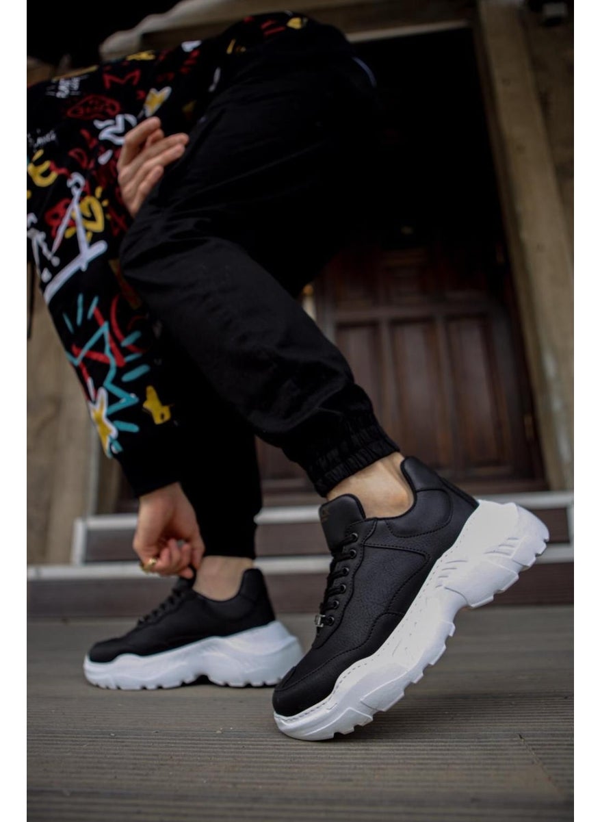 KnACK - High Sole Casual Shoe N75 Black (White Sole) - Image 1