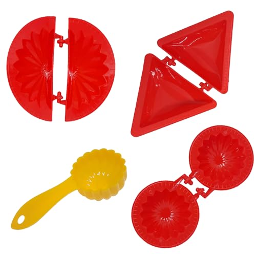 ERZA Homemade Stuffed Gujiya Samosa Kachori Maker | Easy Dumpling Pie Mould with Ladoo Mould & Spoon Combo | Kitchen Tool for Pastry Momos Snacks Pie Making | Multicolor Set of 4 Pieces - Image 1