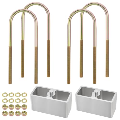 Racewill 3 inch Universal Leaf Spring Lowering Block Kits, 5" Length x 2-1/3" Width Blocks, with 4 Pack Heavy Duty Galvanized U-Bolts - Image 1