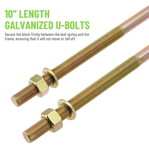 Racewill 3 inch Universal Leaf Spring Lowering Block Kits, 5" Length x 2-1/3" Width Blocks, with 4 Pack Heavy Duty Galvanized U-Bolts - Image 3