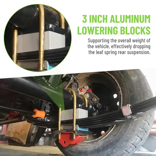 Racewill 3 inch Universal Leaf Spring Lowering Block Kits, 5" Length x 2-1/3" Width Blocks, with 4 Pack Heavy Duty Galvanized U-Bolts - Image 2
