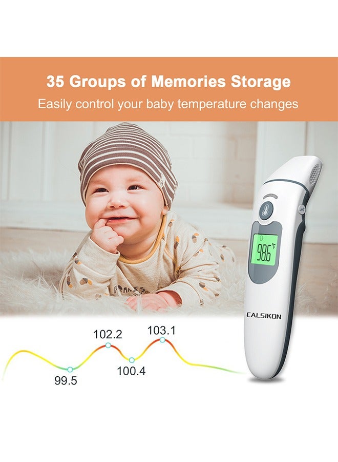مقياس حرارة، مقياس حرارة رقمي يعمل بالأشعة تحت الحمراء بدون لمس لقياس الحمى، ومقياس حرارة للأذن والجبهة للبالغين والأطفال، مزود بشاشة LCD، وخاصية استرجاع البيانات، ومنبه للحمى. - Image 5