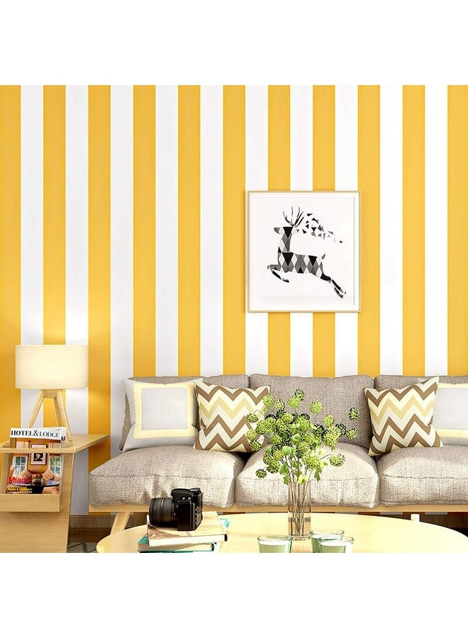 Wolpin Wall Stickers DIY Wallpaper for Home Décor (45 cm x 10 m), Vertical Stripes Office Stylish Design, Self Adhesive, Yellow - Image 4