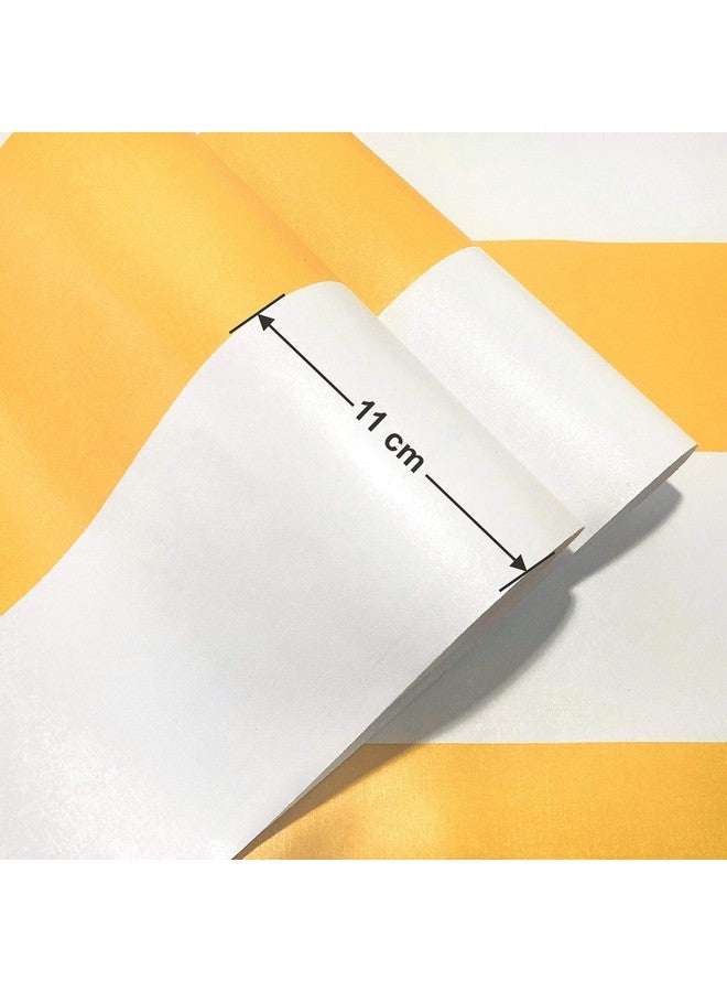 Wolpin Wall Stickers DIY Wallpaper for Home Décor (45 cm x 10 m), Vertical Stripes Office Stylish Design, Self Adhesive, Yellow - Image 3