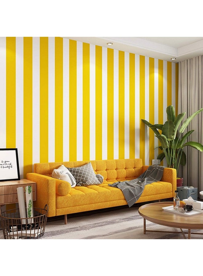Wolpin Wall Stickers DIY Wallpaper for Home Décor (45 cm x 10 m), Vertical Stripes Office Stylish Design, Self Adhesive, Yellow - Image 1