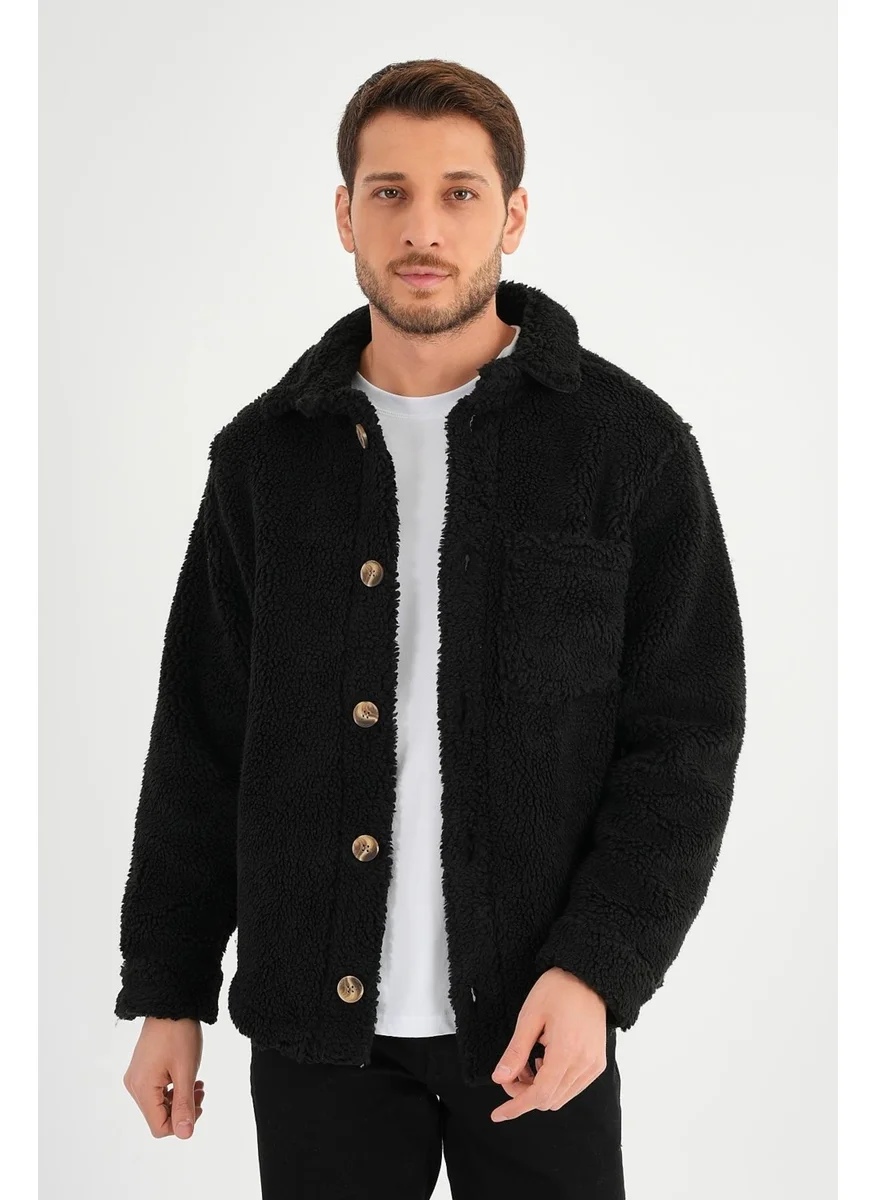 Alexander Gardi Alexandergardi Buttoned Black Plush Jacket (AG-POLE-J58-01)