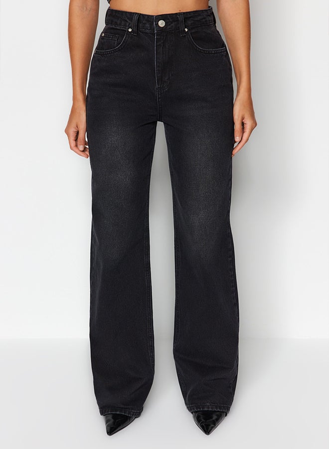 trendyol Black High Waist Wide Leg Jeans - Image 4