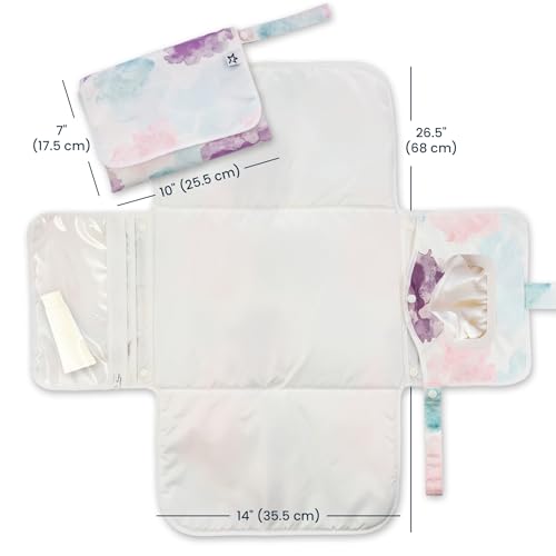 Tiny Twinkle Portable Diaper Changing Pad – Foldable, Waterproof & Compact Travel Changing Mat with Storage | Smart Wipes Pocket for On-The-Go Parents(Cotton Candy) - Image 2