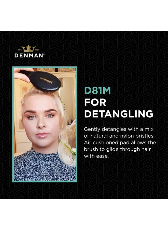 DENMAN فرشاة شعر إسفنجية (متوسطة) مع شعيرات نايلون ناعمة على طراز القنفذ للتشذيب وفك التشابك وتصفيف الشعر وتجفيفه وتنشيطه باللون الأسود D81M  - Image 4