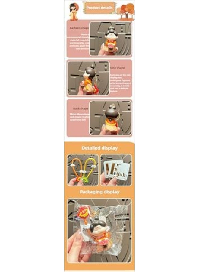 سلسلة مفاتيح لطيفة على طراز تانغ الصيني، دمية فتاة أنتيكية صغيرة من عصر تانغ بأسلوب كارتوني. - Image 5