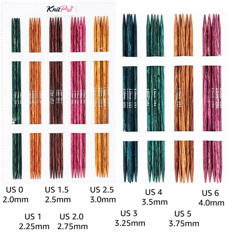 KnitPro Dreamz Deluxe Set 6 inch DPN Double Pointed Knitting Needles Size 0, 1, 1.5, 2, 2.5, 3, 4, 5, 6 with Fabric Case with Project Bag - Image 3