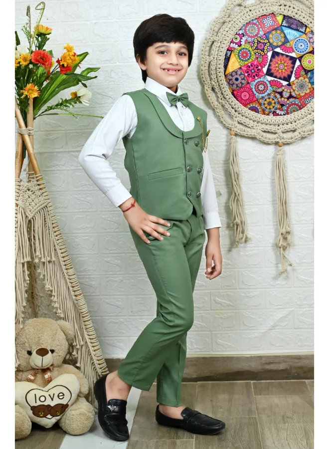 BT DEZINES Boys Green 3 Piece Party Suit Set