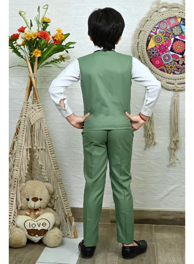 BT DEZINES Boys Green 3 Piece Party Suit Set