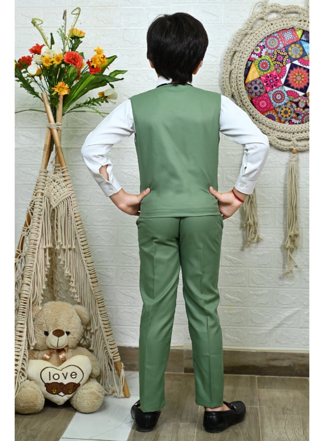 BT DEZINES Boys Green 3 Piece Party Suit Set - Image 2