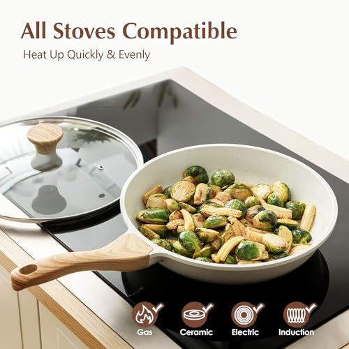 SENSARTE Nonstick Ceramic Frying Pan Skillet with Lid, 12.5 Inch Omelet Pan, Healthy Non Toxic Chefs Pan, Induction Compatible Egg Pan with Heat Resistant Handle, Free of Intentionally Added PFAS/PTFE - Image 4