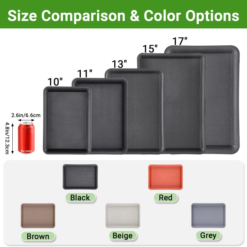 GREANER 3 Packs Plant Saucers Rectangular, 15x11x1.2 Inch Heavy Plastic Plant Saucer Drip Tray, Flower Pot Tray for Indoors Outdoor Plant Pots, Thick Drip Tray for Garden Potted Water Drips and Soil - Image 3