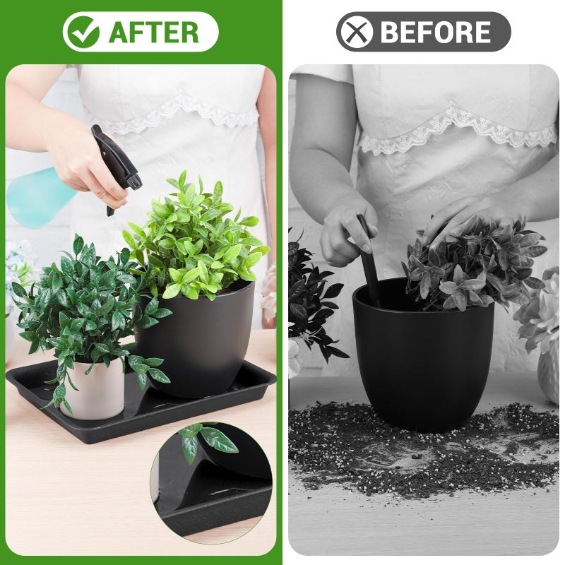 GREANER 3 Packs Plant Saucers Rectangular, 15x11x1.2 Inch Heavy Plastic Plant Saucer Drip Tray, Flower Pot Tray for Indoors Outdoor Plant Pots, Thick Drip Tray for Garden Potted Water Drips and Soil - Image 5