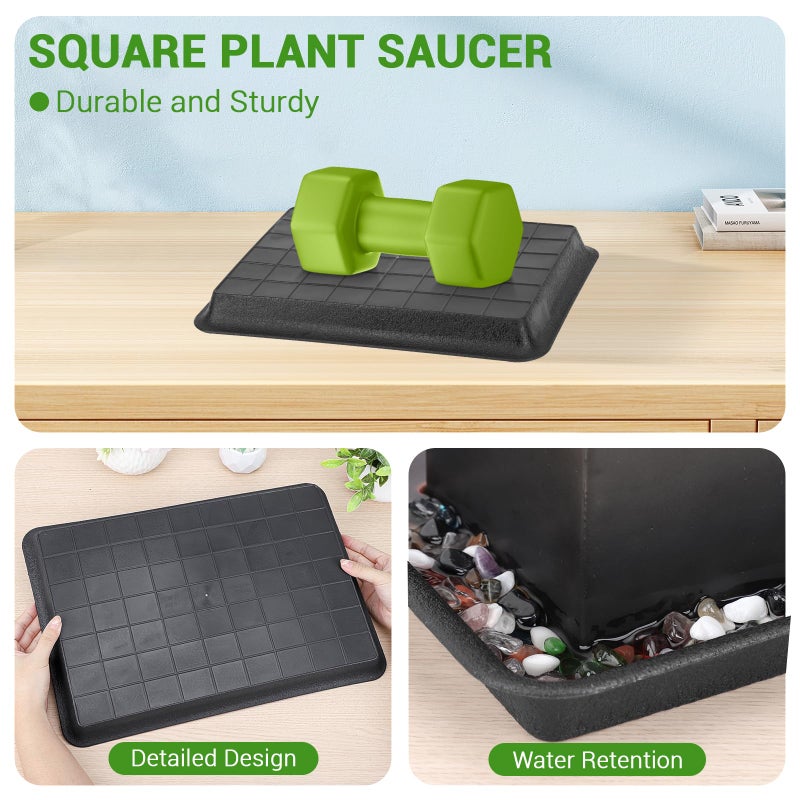 GREANER 3 Packs Plant Saucers Rectangular, 15x11x1.2 Inch Heavy Plastic Plant Saucer Drip Tray, Flower Pot Tray for Indoors Outdoor Plant Pots, Thick Drip Tray for Garden Potted Water Drips and Soil - Image 4