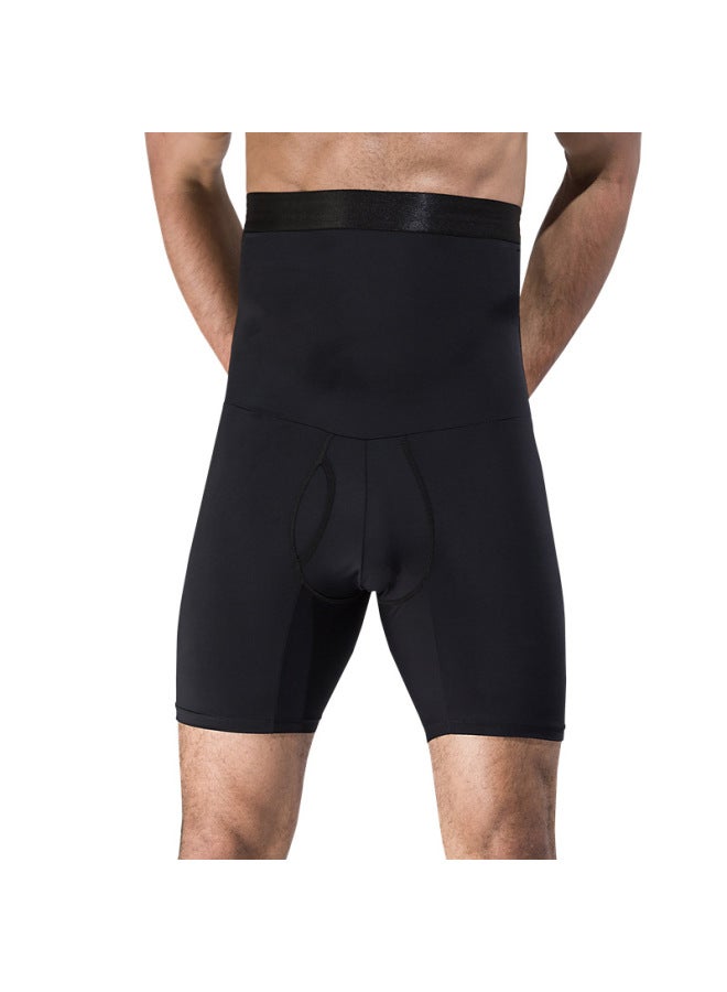 Men's Breathable Double-layer Plastic Waist Hip Lifting Plastic Leg High Waist Body Shaping Pants Fifth Pants Belly Contracting Waist Shaping Pants Ny126