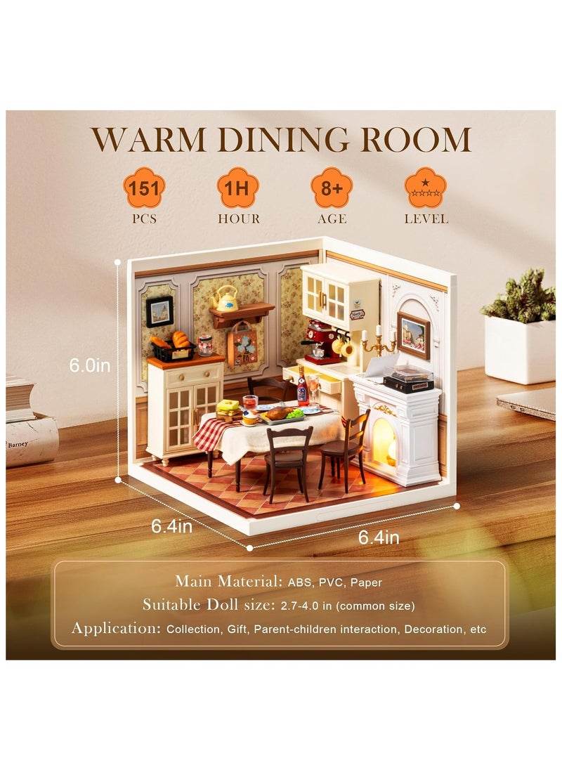 Robotime Rolife Warm Dining Room Plastic DIY Miniature House DW015B Premium 3D Puzzle Building Kits for Adults & Teens - Decorative Home Décor, Ramadan & Holiday Gift (Eid and Birthday) for Puzzle Enthusiasts, Stress Relief STEM Project  - Image 4