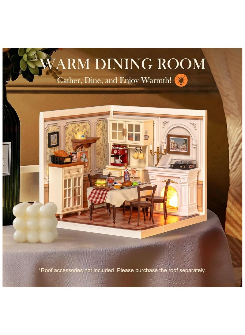 Robotime Rolife Warm Dining Room Plastic DIY Miniature House DW015B Premium 3D Puzzle Building Kits for Adults & Teens - Decorative Home Décor, Ramadan & Holiday Gift (Eid and Birthday) for Puzzle Enthusiasts, Stress Relief STEM Project  - Image 3