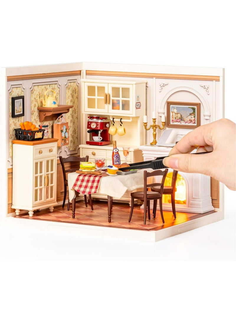 Robotime Rolife Warm Dining Room Plastic DIY Miniature House DW015B Premium 3D Puzzle Building Kits for Adults & Teens - Decorative Home Décor, Ramadan & Holiday Gift (Eid and Birthday) for Puzzle Enthusiasts, Stress Relief STEM Project  - Image 5
