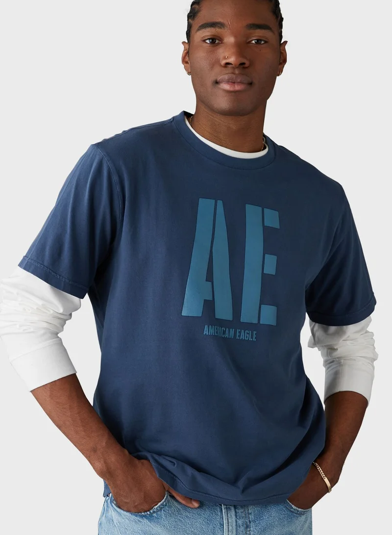 American Eagle Logo Graphic Crew Neck T-Shirt