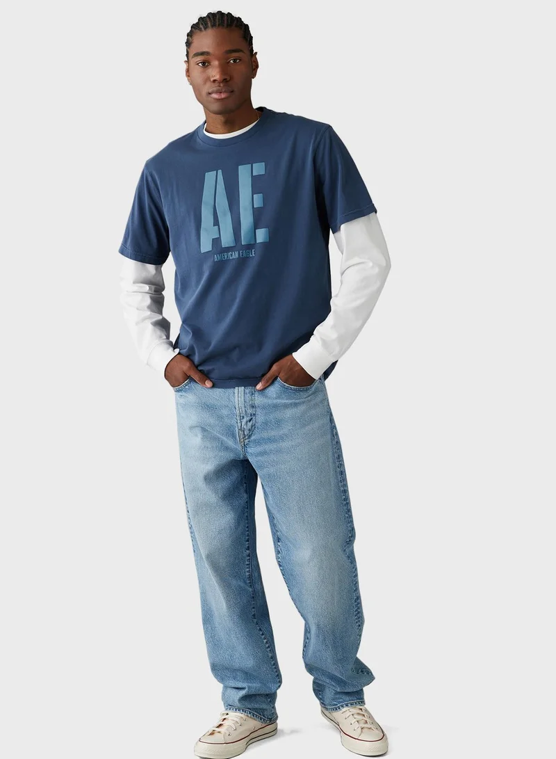 American Eagle Logo Graphic Crew Neck T-Shirt