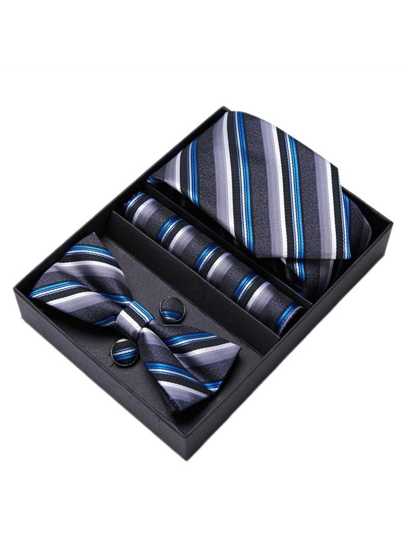 Generic - 5 pcs high-end tie for men business professional formal tie bow tie cufflinks square scarf fashion accessories gift box - Image 1
