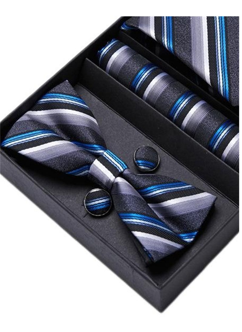 Generic - 5 pcs high-end tie for men business professional formal tie bow tie cufflinks square scarf fashion accessories gift box - Image 1