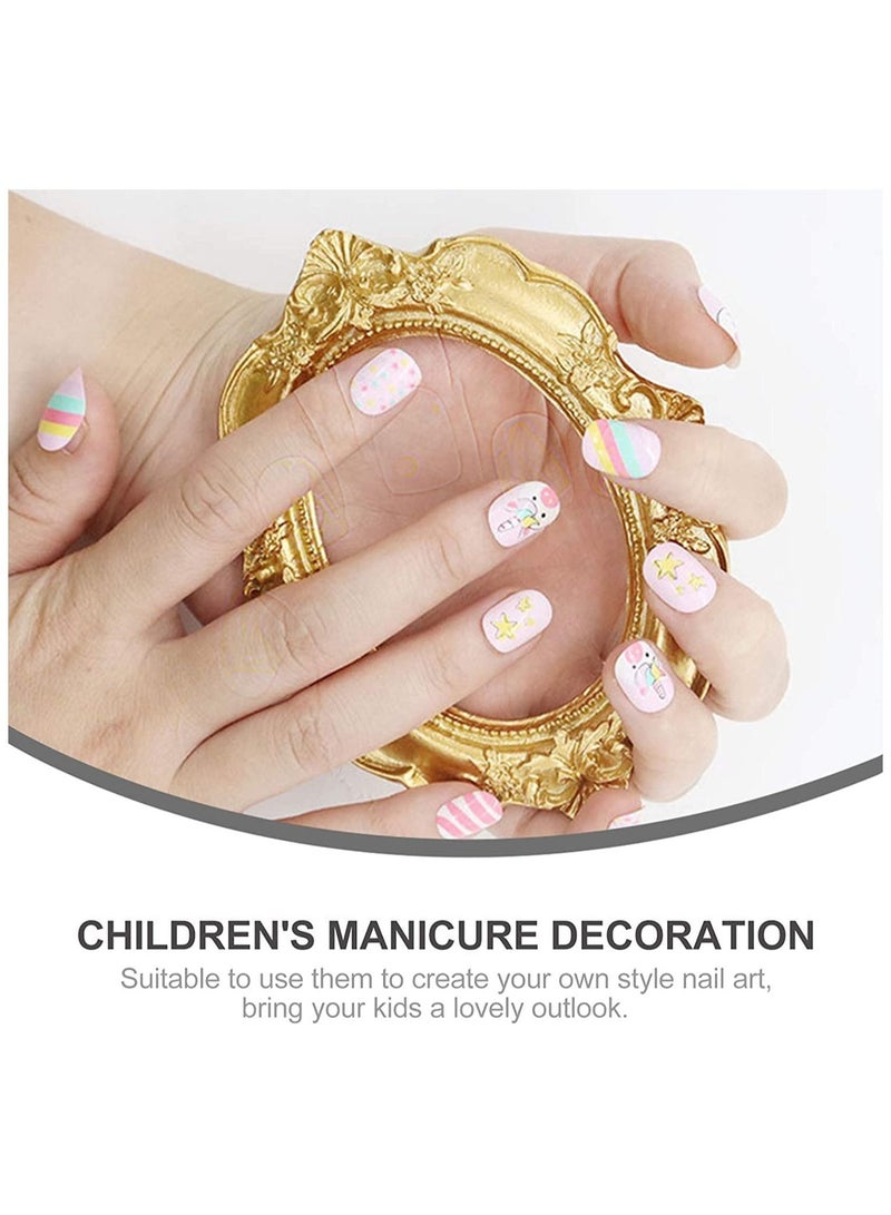 SYOSI Press on Nails Girls False On Pre-glue Full Cover Children Artificial Fake Nail Tips Pre Glue Short for Kids Teens Art Decoration  - Image 2