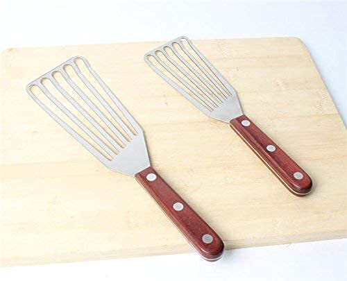 Ramkuwar with device of R Fish Spatula 2-Piece Stainless Steel Slotted Turner for Flipping, Turning, Frying & Grilling, Metal Slotted Spatulas Kitchen Cooking Turner D Small 28 cm +Big 32 cm - Image 1
