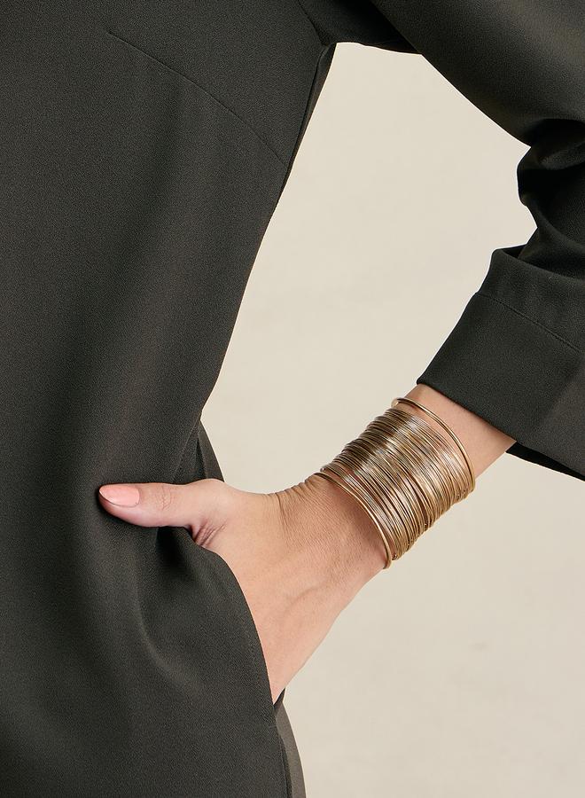 Femmella Olive Long Sleeve Knee Length Sheath Dress - Image 5