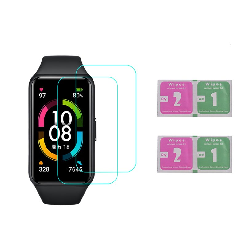 Screen Protector: 2 Pcs Ultra-thin Soft Film - High Definition Transparent Protective Film for Honor Band 6 Smartwatch Users - Image 1