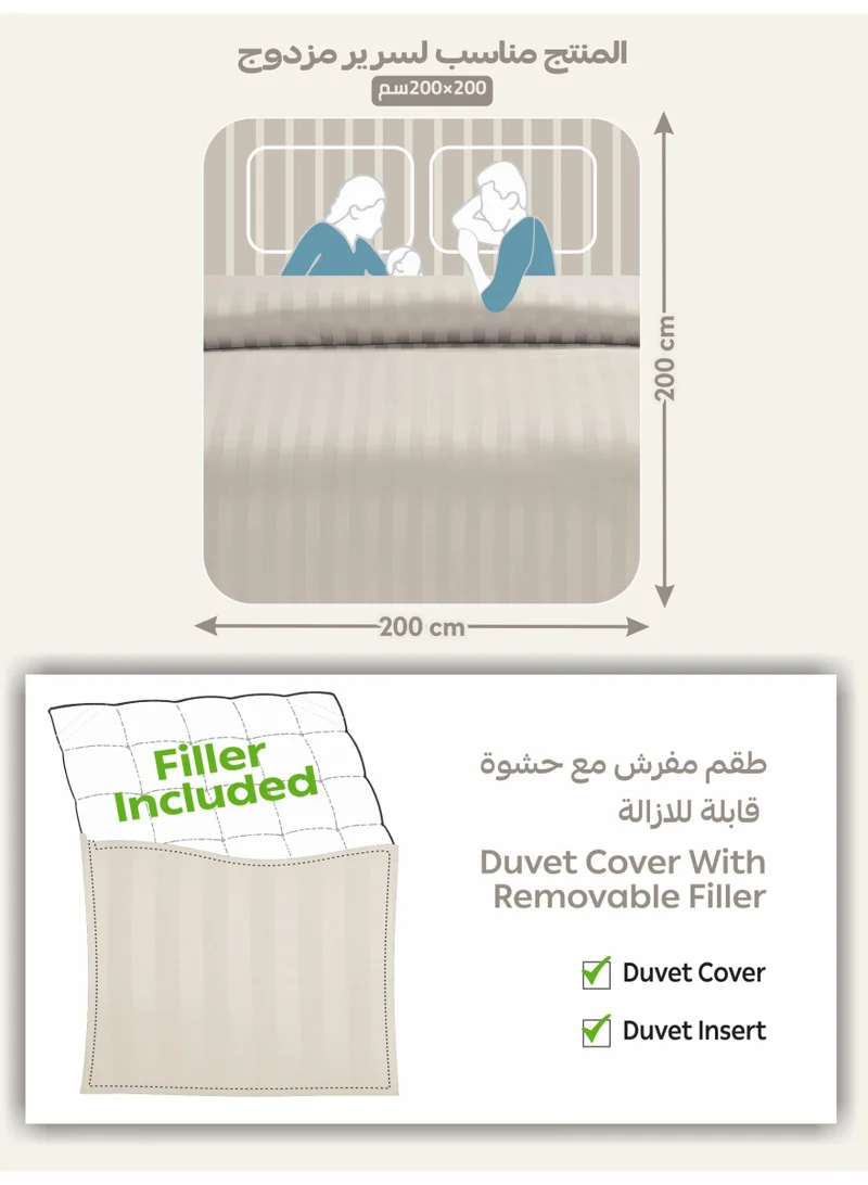 Donetella Rainy Day Hotel Striped Comforter Set, Fits 200x200 cm Size Bed, Removable Duvet Filler Included, 8-Pcs King Size, 350 GSM Filling.  | Best Price UAE