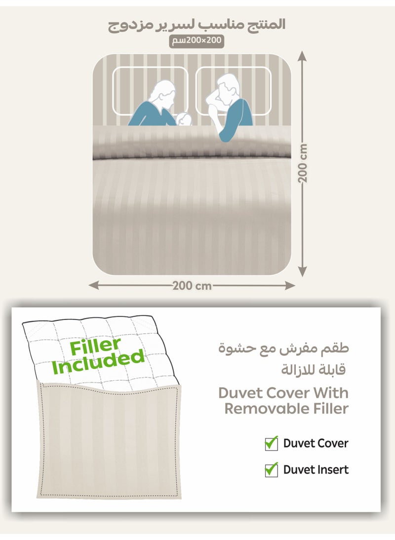 Donetella Hotel Striped Comforter Set, Fits 200x200 cm Size Bed, Removable Duvet Filler Included, 8-Pcs King Size, 350 GSM Filling. - Image 3