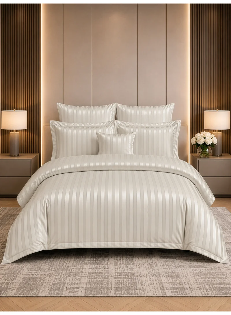 دوناتيلا مفرش سرير مزدوج مايكروفايبر يناسب سرير 200×200 سم 8 قطع حشوة قابلة للنزع بتصميم مقلم
