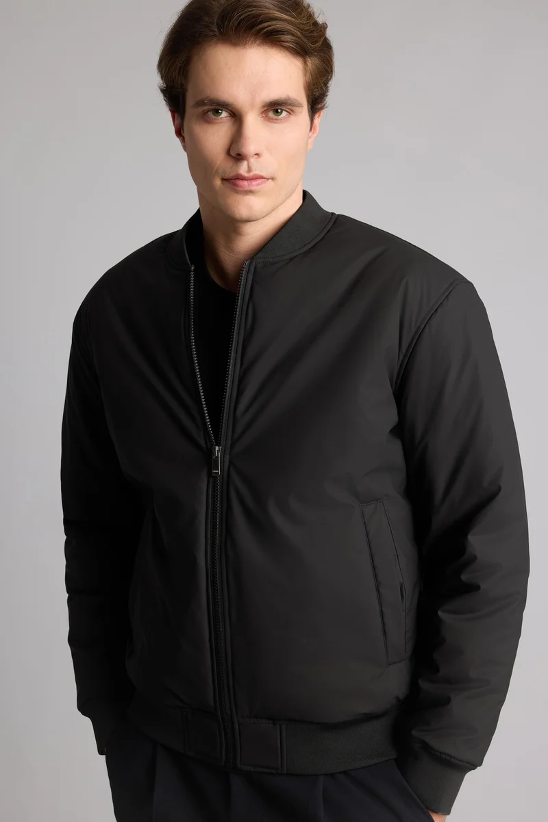 Defacto Slim Fit Water-Repellent Mid-Season Lined Zip-Up Bomber Jacket