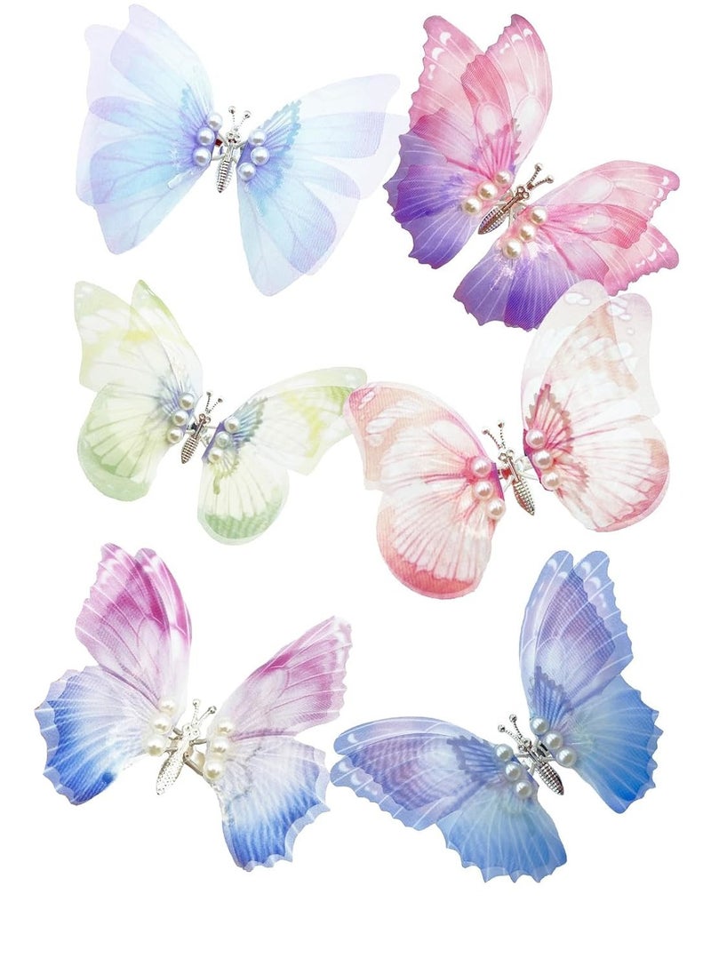 C Gradient Butterfly Hair Clips Set - Multi-color Cute Hair Accessories for Girls (6PCS)  - Image 1