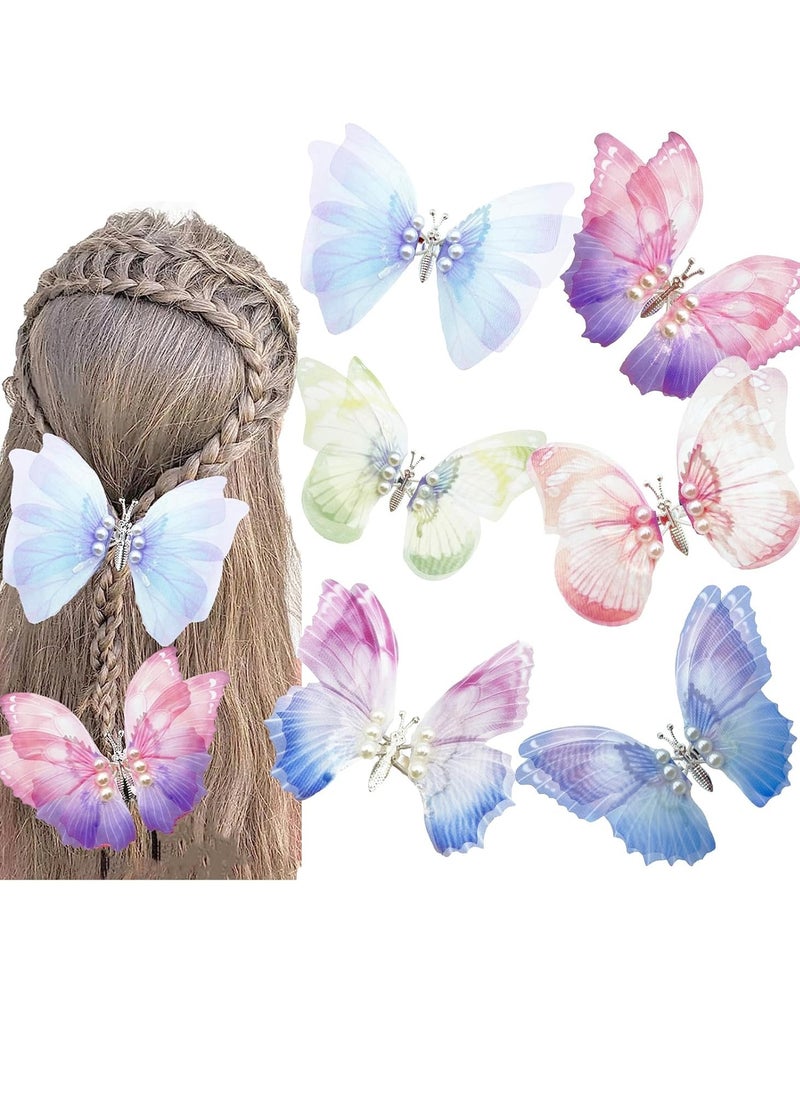 C Gradient Butterfly Hair Clips Set - Multi-color Cute Hair Accessories for Girls (6PCS)  - Image 2