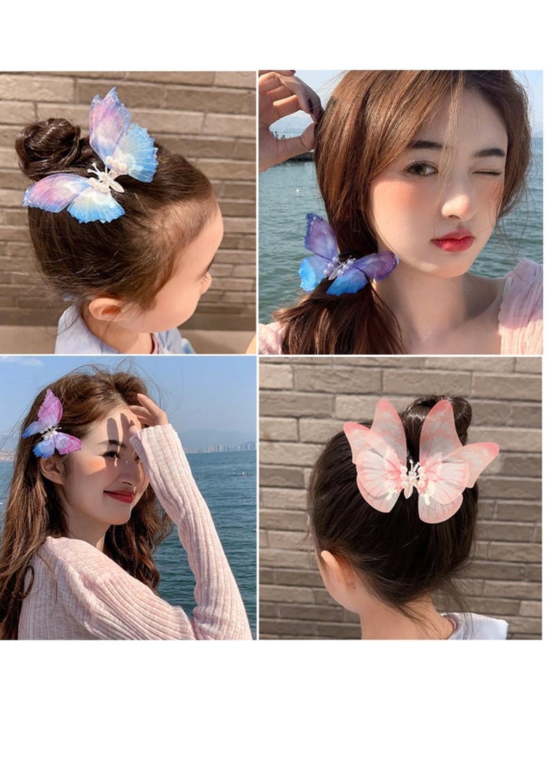 C Gradient Butterfly Hair Clips Set - Multi-color Cute Hair Accessories for Girls (6PCS)  - Image 3