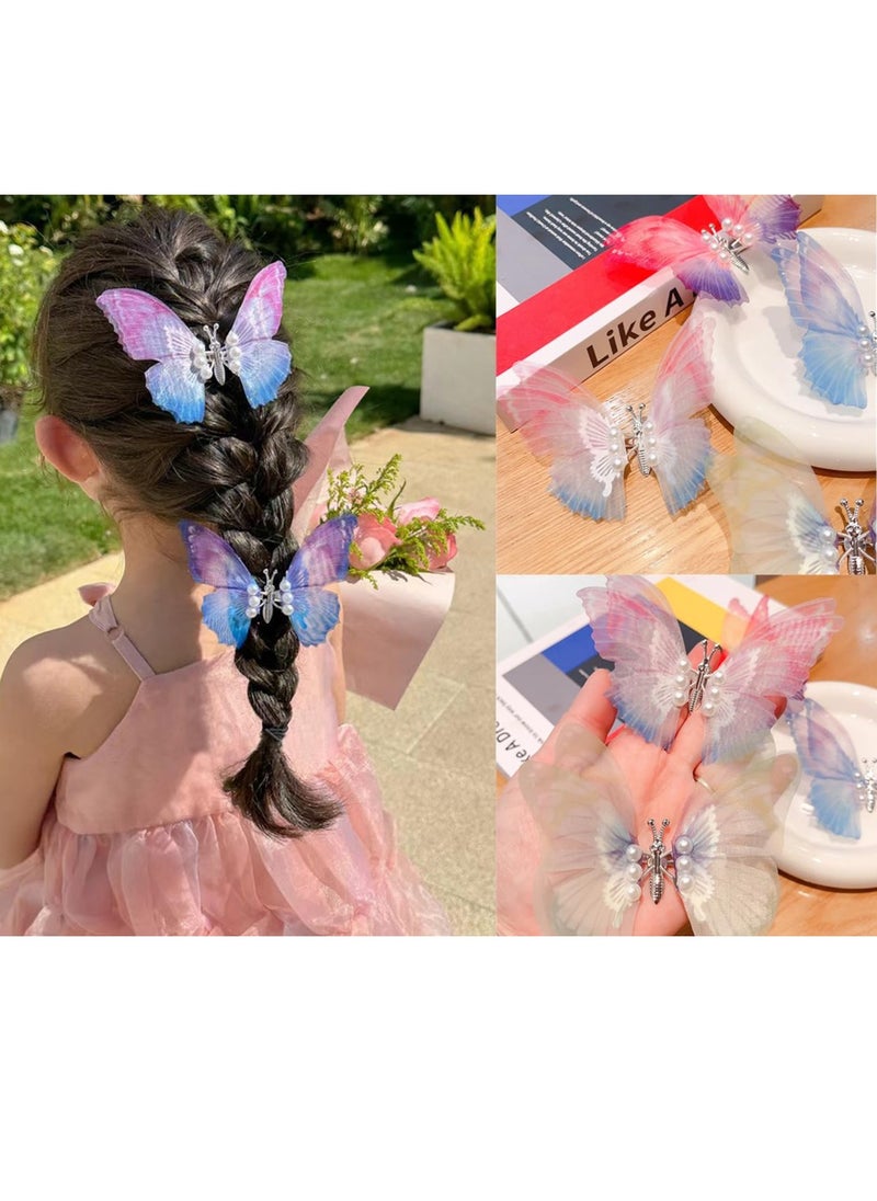 C Gradient Butterfly Hair Clips Set - Multi-color Cute Hair Accessories for Girls (6PCS)  - Image 4