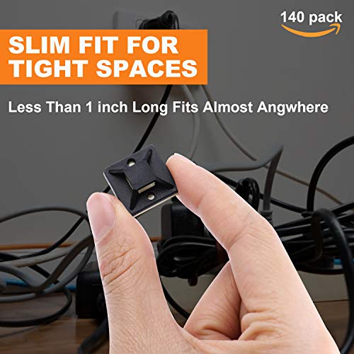 Rythcraft 140 Pack 3/4" Zip Tie Adhesive Mounts Self Adhesive Cable Base Holders with Multi-Purpose Tie wire clips with screw hole,Anchor stick on wire holder,Black - Image 3