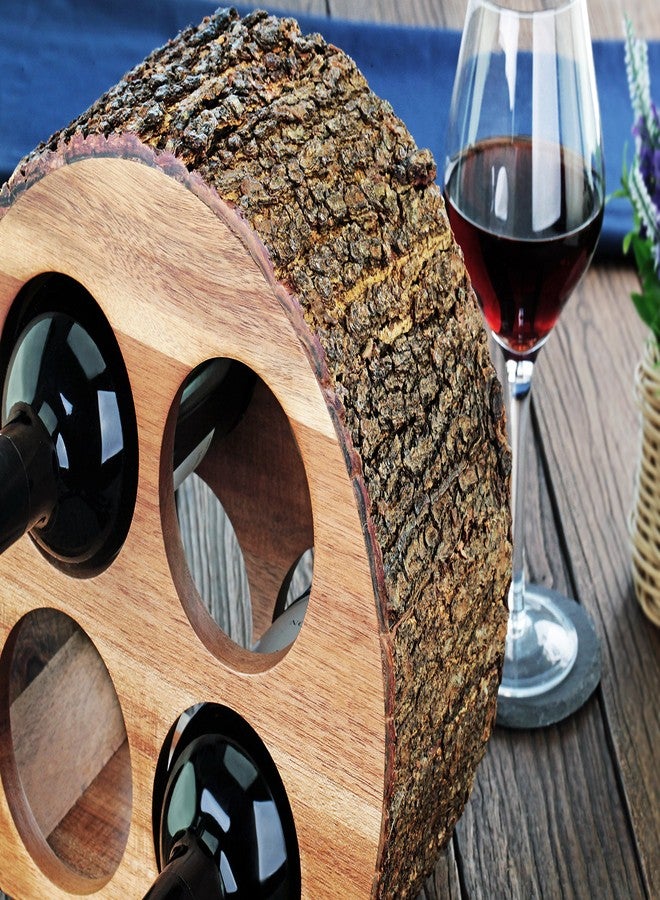 آرتيست رف نبيذ من خشب الأكاسيا من Artaste 48537 مع لحاء طبيعي، يتسع لـ 4 زجاجات - Image 4