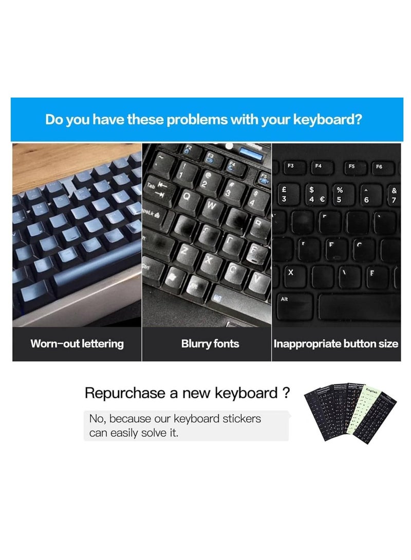 Altheqa 2 Piece Dustproof Waterproof Strong Viscosity English Russian Keyboard Layout Sticker for Laptop PC (White) - Image 5