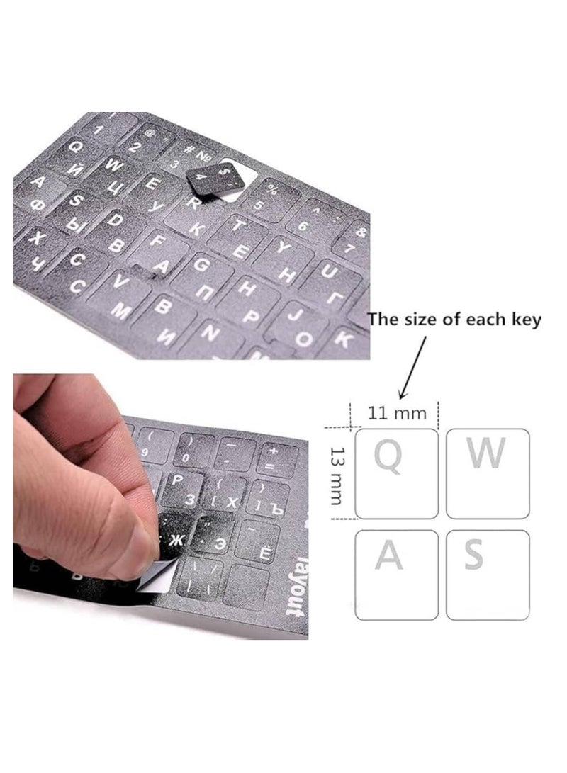 Altheqa 2 Piece Dustproof Waterproof Strong Viscosity English Russian Keyboard Layout Sticker for Laptop PC (White) - Image 4