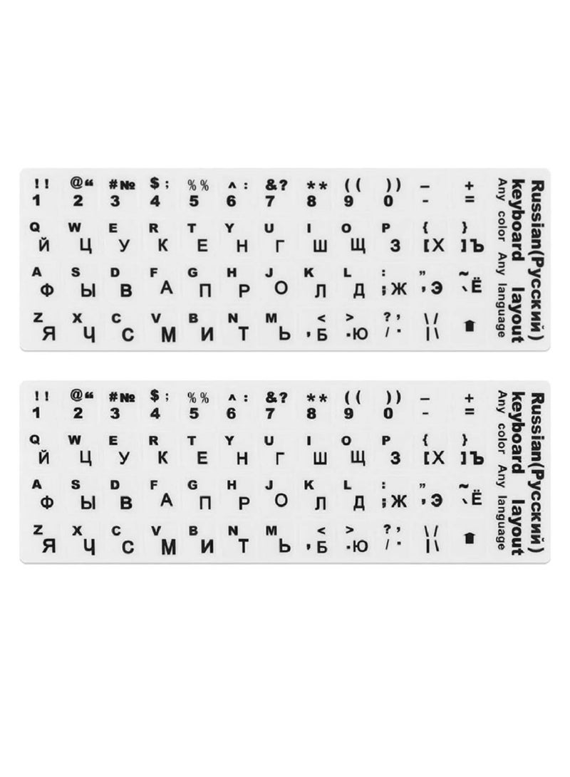 Altheqa 2 Piece Dustproof Waterproof Strong Viscosity English Russian Keyboard Layout Sticker for Laptop PC (White) - Image 1